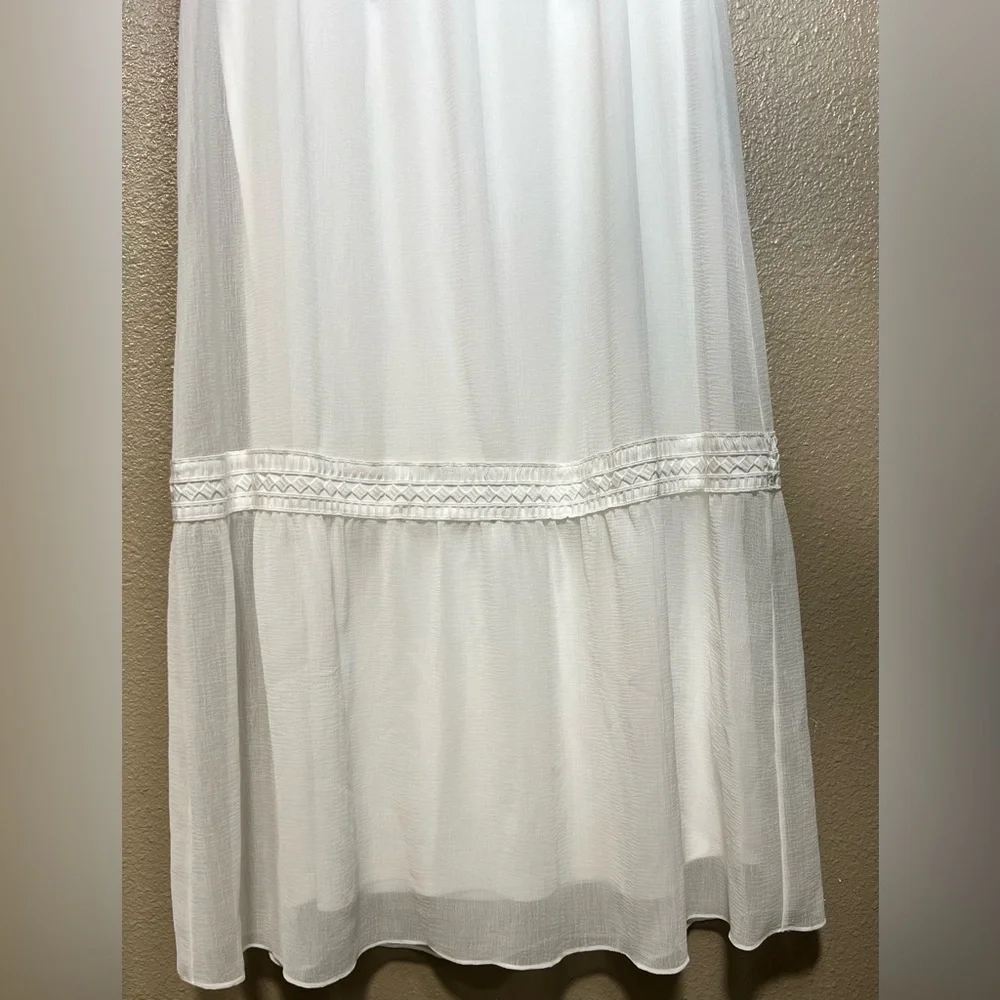 NWT Adrianna Papell Elegant Ivory Chiffon Sleeveless Maxi Dress Boho Vacation - Picture 9 of 15